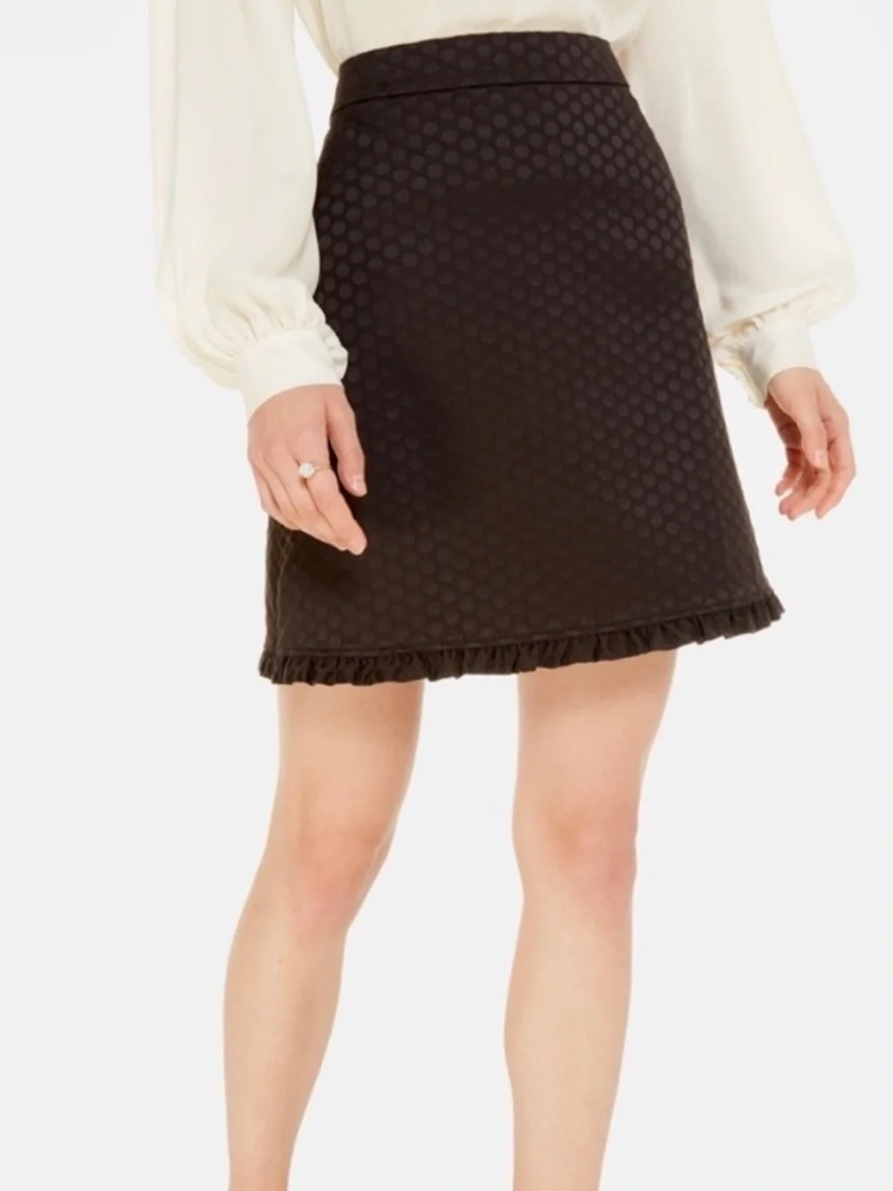 kate spade Bakery Dot Jacquard Mini Skirt with Ruffle Hem